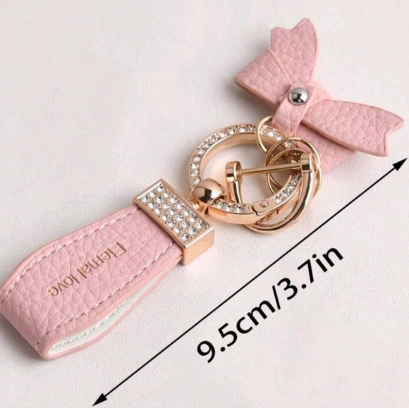 Eternal Love Pink Faux Leather Keychain Bag Charm Purse Charm - Picture 3 of 3